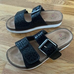 Clark’s Elayne Ease Black Nubuck Sandals 6 1/2 M